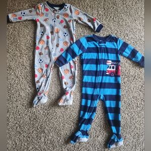 TWO Carter's fleece footie pajamas, size 24m